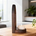 Archangel Michael Hand-Carved Beech Wood Candle Holder: A Sanctuary of Faith - side view