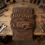 Dad's Garage Wooden Wall Sign: The Perfect Tribute to His Go-To Space - craftsmanship detail