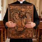 🌟 Archangel Chamuel Wood Carving – Angel of Peaceful Relationships 🌟 - Christian gift presentation