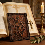 Assumption of Mary Hand-Carved Wood Wall Art: A Tribute to Heavenly Glory - size and finish detail