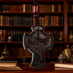 St. Michael the Archangel Wooden Cross Pendant - size and finish detail