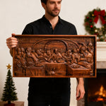Last Supper Religious Carving Icons Gifts Wood Carving Religious Wood Wall Art - size and finish detail