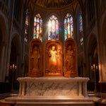 Hand-Carved Travel Triptych Altar: The Holy Family at Your Side - size and finish detail
