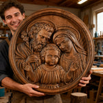 Holy Family Wooden Plaque: A Christian Symbol of Love, Faith, & Family - craftsmanship detail