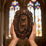 Three Sacred Hearts of the Holy Family | Solid Wood Carving Gift - side view
