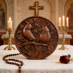 Red Cardinal Couple Hand-Carved Wood Figurine: A Symbol of Hope & Spiritual Connection - size and finish detail
