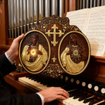 Sacred Hearts of Jesus & Mary Beechwood Plaque – Hand-Carved Devotional Art for Home Prayer - craftsmanship detail