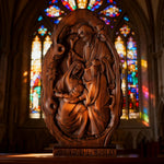 Natural Beechwood Nativity Scene Wooden Carved Plaque Tabletop Arrangement - craftsmanship detail