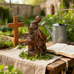 Michelangelo's Madonna and Child of Mercy Wooden Tabletop Arrangement - size and finish detail