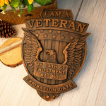 I Am a Veteran Wood Carving wall decoration - Best Veterans Day Gift - mokarve