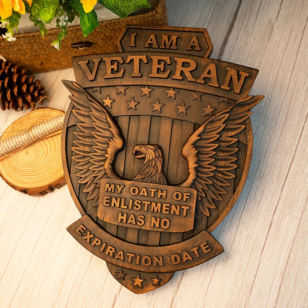 I Am a Veteran Wood Carving wall decoration - Best Veterans Day Gift - mokarve