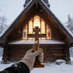 Orthodox Crucifixion Crucifix Wooden Tabletop Ornament - design detail