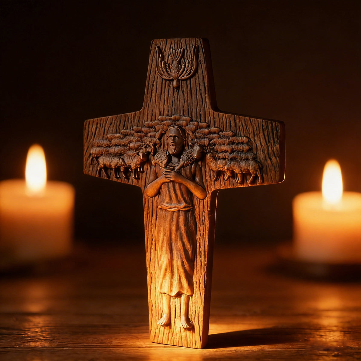 “Good Shepherd” Jesus Shepherd Wooden Wall Hanging for Christian home decor and prayer spaces