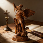 Boxwood Archangel Michael Carving: A Christmas Gift of Divine Protection - size and finish detail