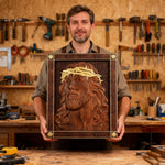 ✝ Hand-Carved Jesus Thorn Crown Wood Art: A Christian Symbol of Redemption & Grace - side view