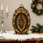Hand-Carved Our Lady of Grace Wooden Icon: A Christian Symbol of Mary’s Devotion - side view