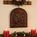 Natural Beech Nativity Scene Wood Carving Plaque: The Heart of Christmas in Handcrafted Wood - size and finish detail