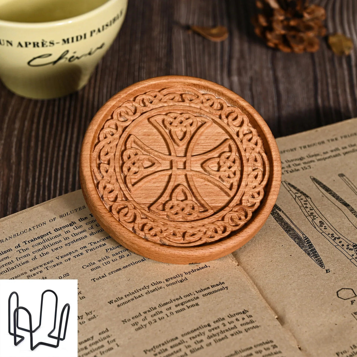 mokarve Wooden Tree of Life Celtic Cross Coasters - mokarve