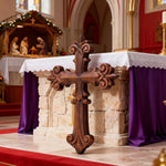 Ornate Wooden Cross - Carved from natural wood - craftsmanship detail