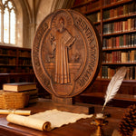 St. Benedict Double-Sided Wooden Desk Plaque: A Christian Symbol of Protection & Faith - Christian gift presentation