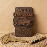 Dad's Garage Wooden Wall Sign: The Perfect Tribute to His Go-To Space - design detail