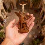 Boxwood Archangel Michael Carving: A Christmas Gift of Divine Protection - side view