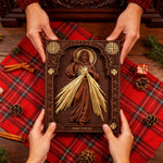 The Sacred Heart and Divine Mercy Jesus Christ Wood Wall Plaque for Christian home decor and prayer spaces