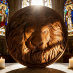 Lion Head Wooden Wall Art: Symbol of Christ the Lion of Judah - product view