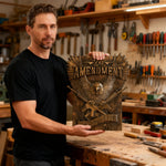 Handcrafted Solid Wood Wall Art - Commemorating the Second Amendment - Christian gift presentation