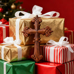 Ornate Wooden Cross - Carved from natural wood - product view