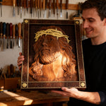 ✝ Hand-Carved Jesus Thorn Crown Wood Art: A Christian Symbol of Redemption & Grace - Christian gift presentation