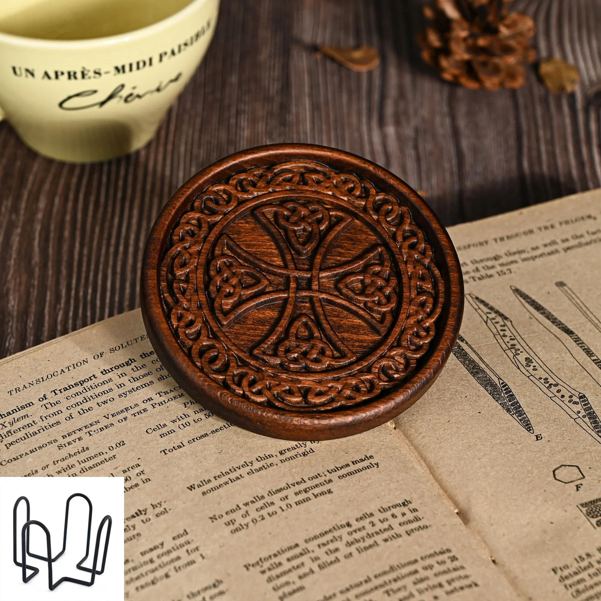 mokarve Wooden Tree of Life Celtic Cross Coasters - mokarve