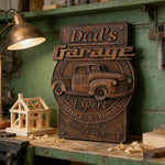 Dad's Garage Wooden Wall Sign: The Perfect Tribute to His Go-To Space - side view