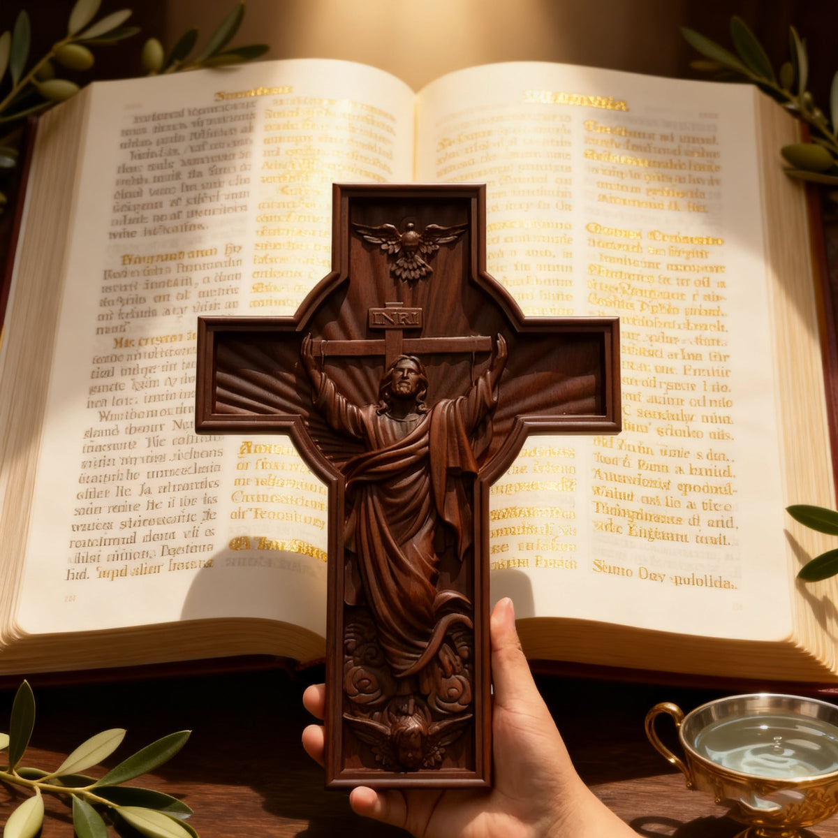 INRI Jesus Ascension Wooden Cross: A Christian Symbol of Victory & Hope - Christian gift presentation