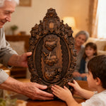 Three Sacred Hearts of the Holy Family | Solid Wood Carving Gift - craftsmanship detail