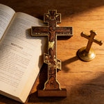 Orthodox Crucifixion Crucifix Wooden Tabletop Ornament - gift presentation