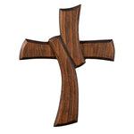 Minimalist Twist Wooden Hand Carved Cross for Wall Decor, Religious Gift Cross - mokarve
