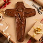 🕯 Joan of Arc Cross Wood Carving – Our Lady of Sorrows / Crucifix - design detail