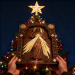 The Sacred Heart and Divine Mercy Jesus Christ Wood Wall Plaque - product view