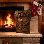 Handcrafted Solid Wood Wall Art - Commemorating the Second Amendment - size and finish detail