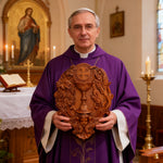 First Communion Christian Wood Carving - Sacrament of the Holy Eucharist Plaque - product view