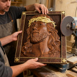 ✝ Hand-Carved Jesus Thorn Crown Wood Art: A Christian Symbol of Redemption & Grace - craftsmanship detail