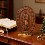Vintage Colorful Our Lady of Guadalupe Wood Carving 🎨🪵 - Patron Saint of the Americas & Unborn Childre - craftsmanship detail