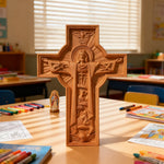mokarve Ascension of Jesus wood carving cross - size and finish detail
