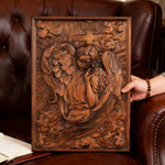🌟 Archangel Chamuel Wood Carving – Angel of Peaceful Relationships 🌟 for Christian home decor and prayer spaces