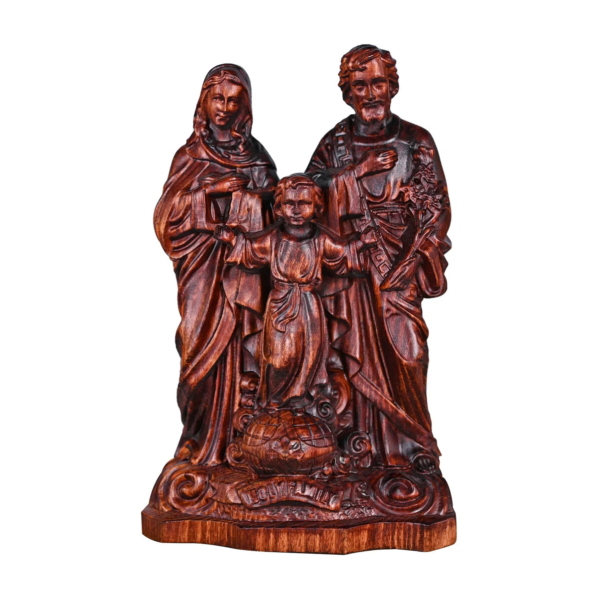 Holy Family Beechwood Tabletop Arrangement for Christian home decor and prayer spaces
