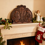 Sacred Hearts of Jesus & Mary Beechwood Plaque – Hand-Carved Devotional Art for Home Prayer - side view