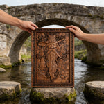Natural Ash Wood Magician Carved Art: Whimsy Woven in Warm Wood - design detail