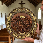 The Last Supper Round Wooden Sculpture - side view