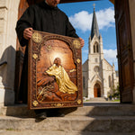 Jesus in Gethsemane Hand-Carved Wood Wall Art: The Weight of His Humble Sorrow - Christian gift presentation